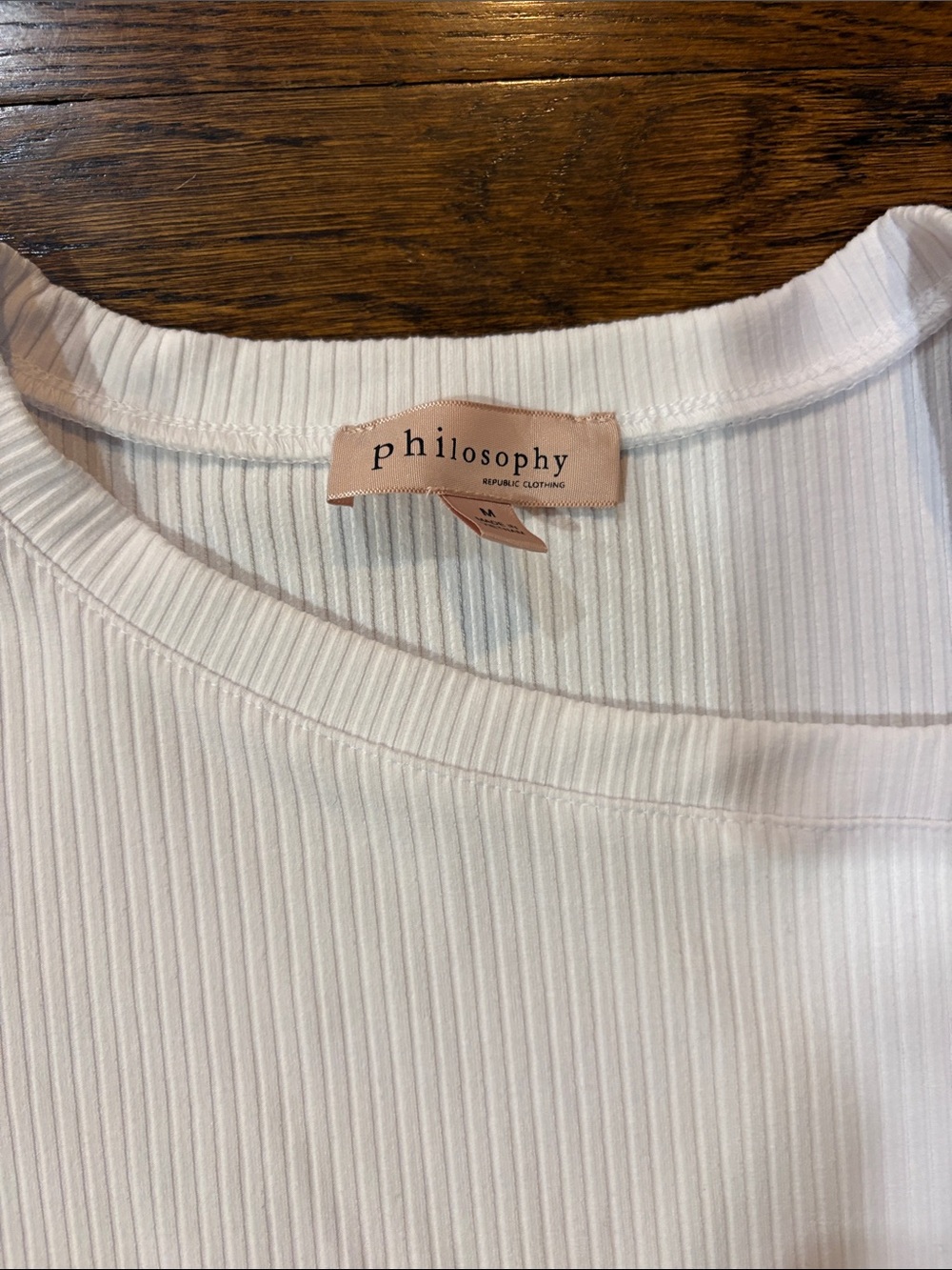 Philosophy White Ribbed Crew Neck Tee - Picture 2 of 3